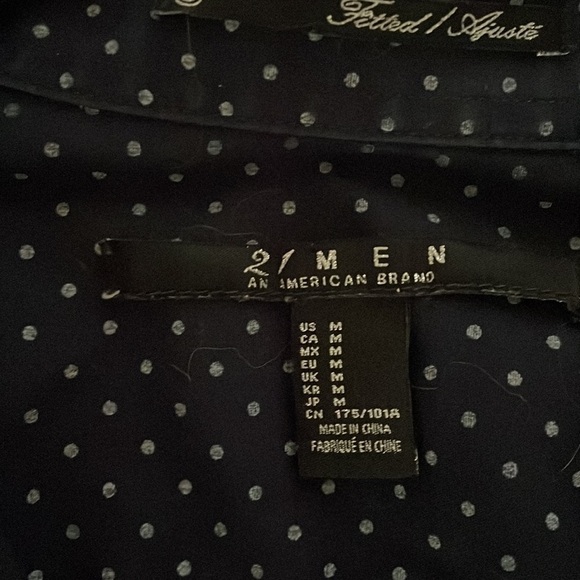 21 Men long sleeve button down polka dot shirt - Picture 6 of 8